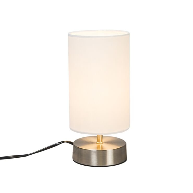 Modern white table lamp round 12 cm dimmable